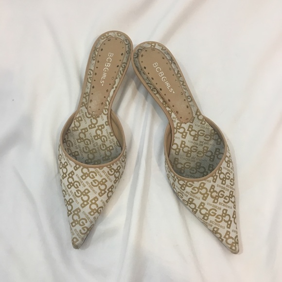 BCBGirls Shoes - BCBG Girls tan logo kitten heels